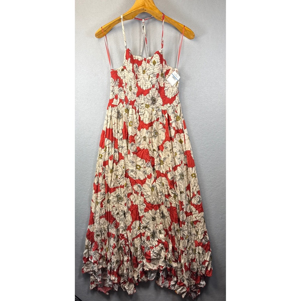 NWT Free People Heat Wave Floral Print Smocked Maxi Dress Womens Size XL Brunch - Picture 2 of 15